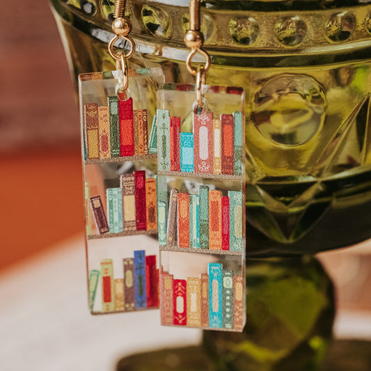 Mini book earrings