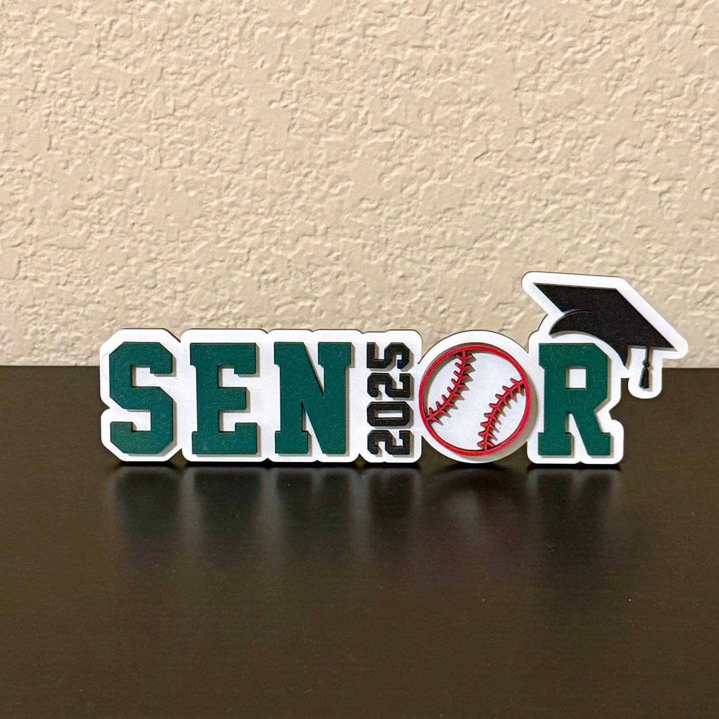 Sports graduation decor sign for high school baseball players as graduation party decoration or photo prop
