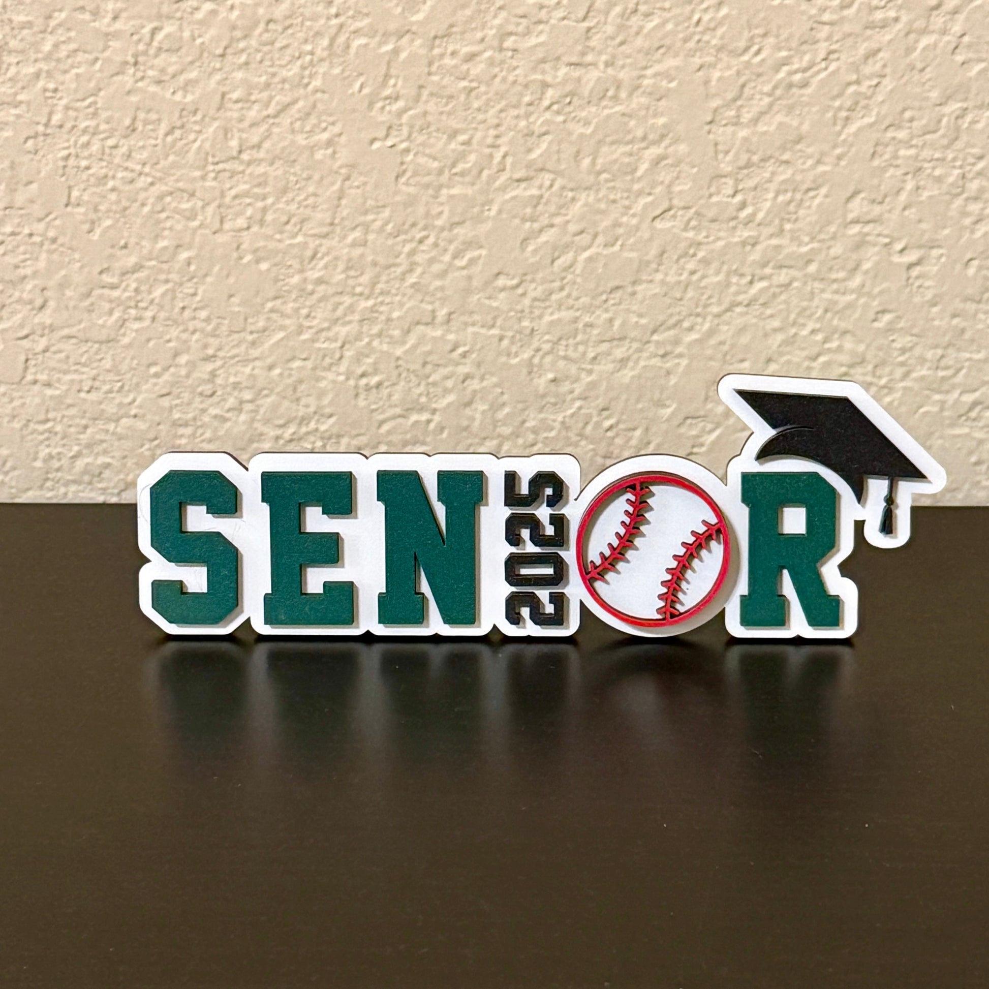 Sports graduation decor sign for high school baseball players as graduation party decoration or photo prop