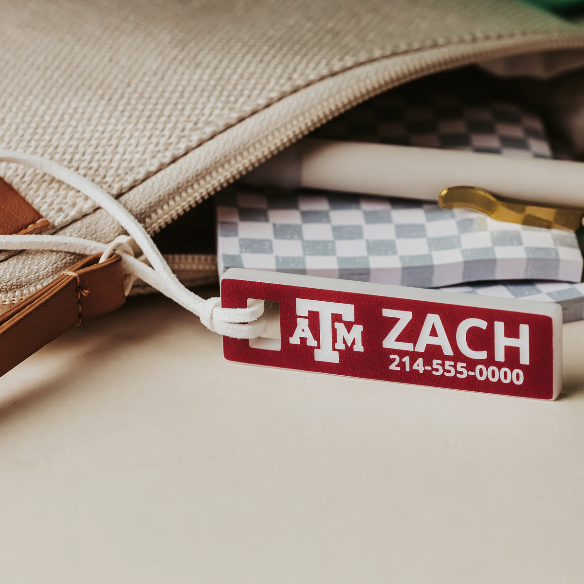 Texas A&M Personalized Bag Tag – Custom Acrylic ID Tag for Backpacks, Luggage & Sports Bags | Officially Licensed Aggie Gift