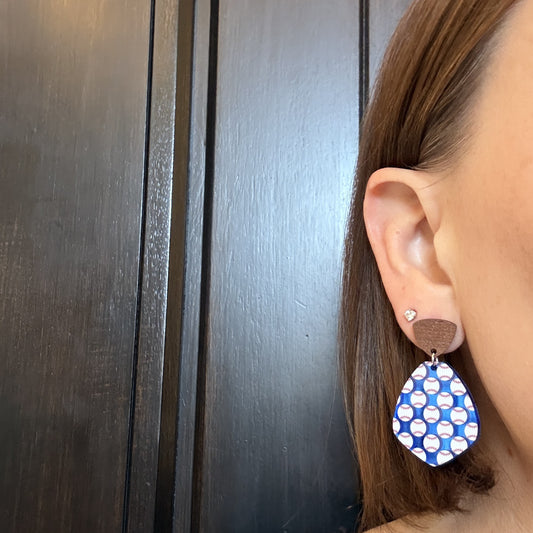 Blue Baseball Game Day Earrings