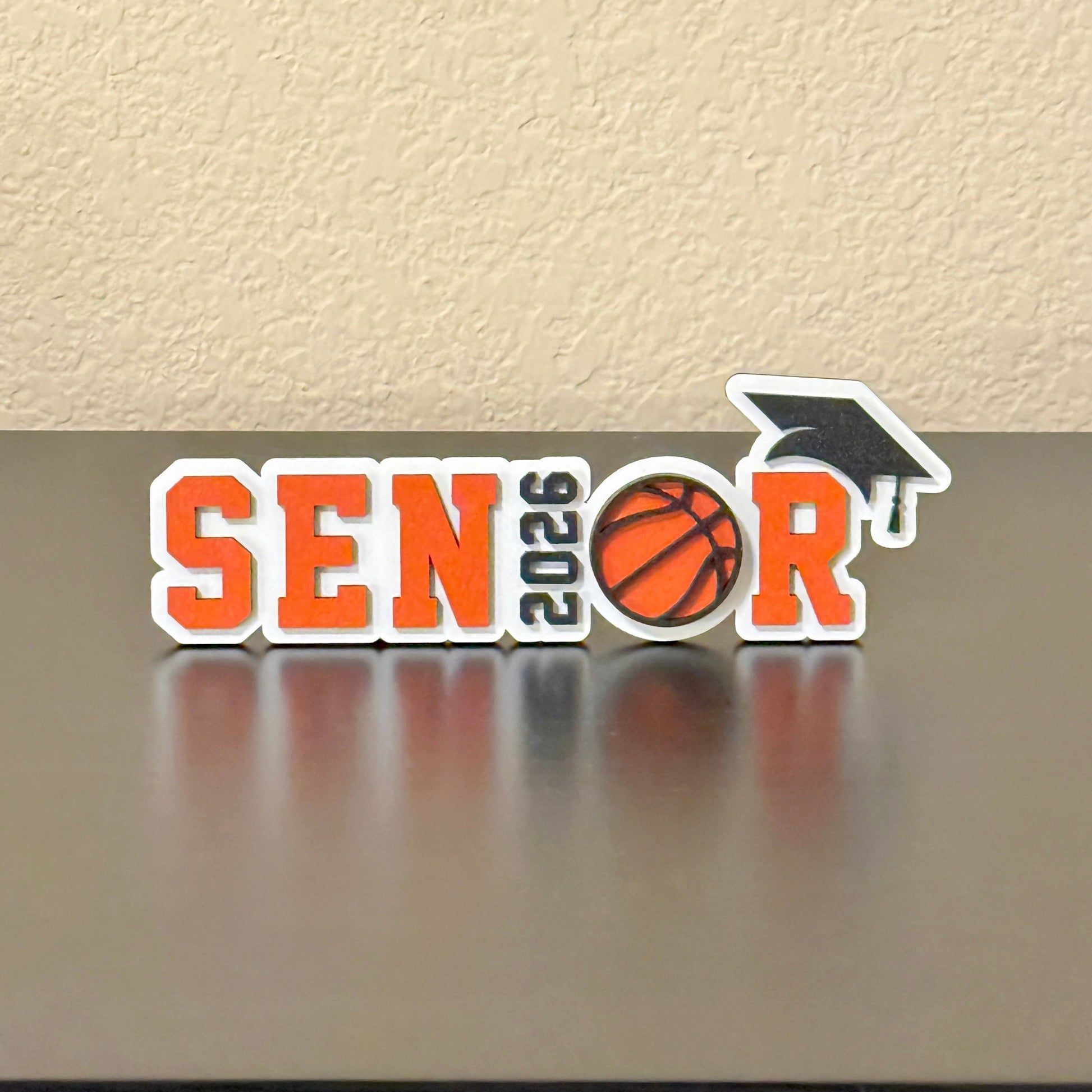 Class of 2026 Graduation Sign for High School Senior Basketball players. Shown here with orange accents.