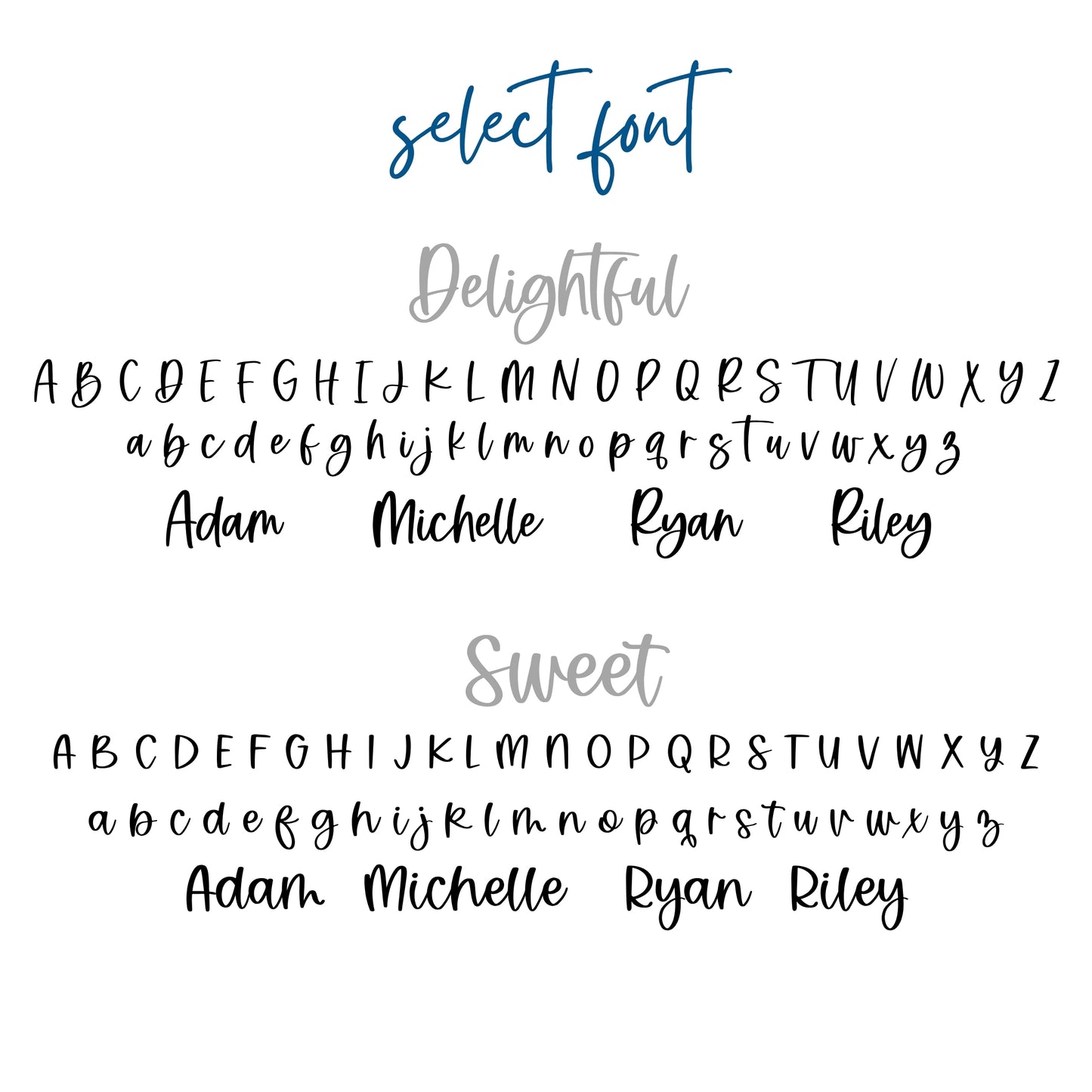 Font options available for the Senior 2027 and Class of 2027 ornaments personalization
