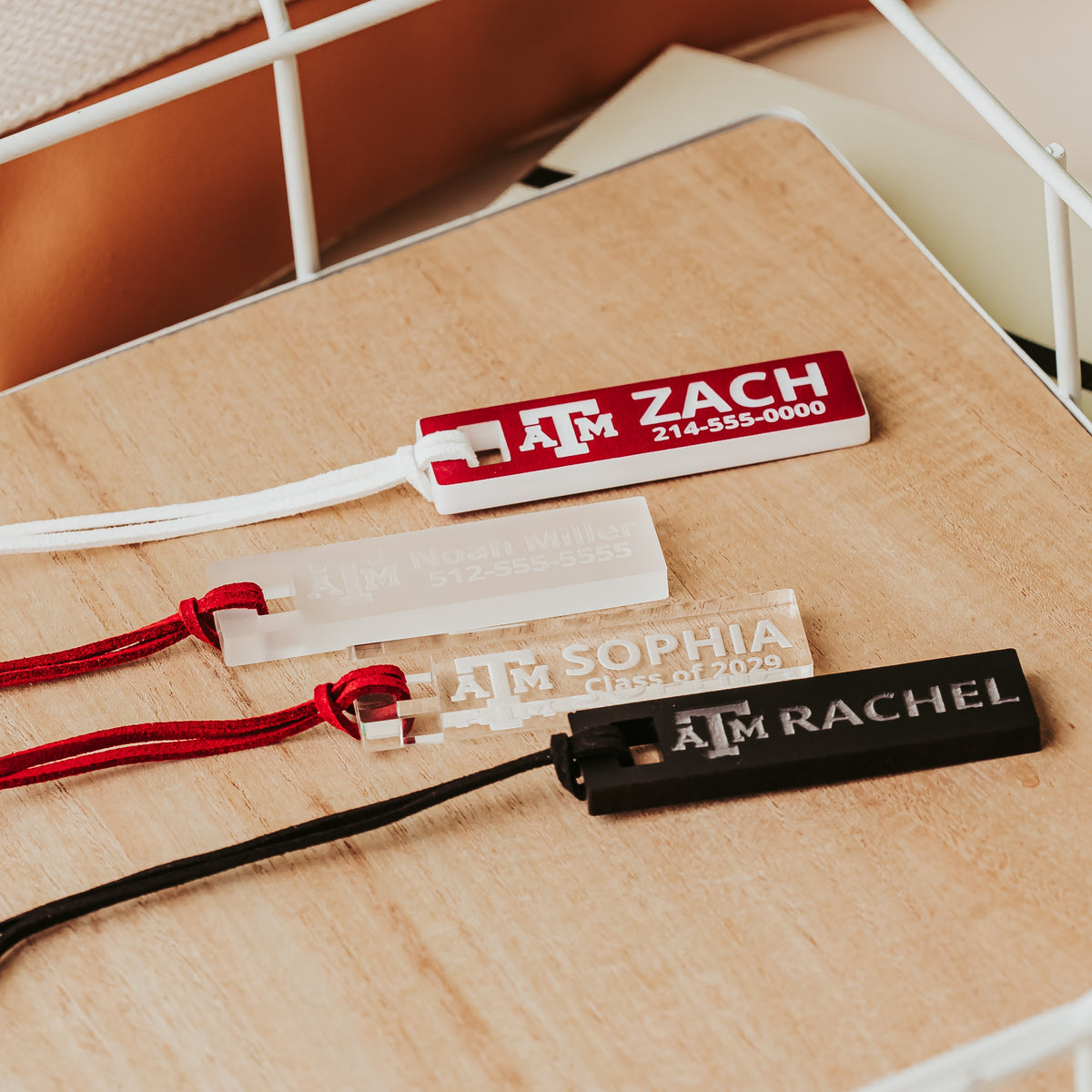 Texas A&M Personalized Bag Tag – Custom Acrylic ID Tag for Backpacks, Luggage & Sports Bags | Officially Licensed Aggie Gift
