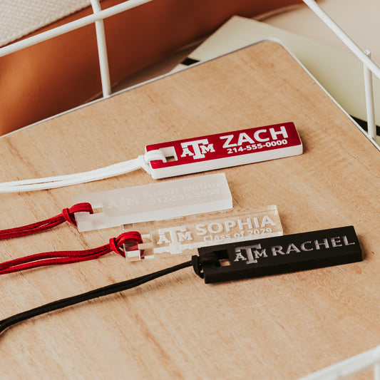 Texas A&M Personalized Bag Tag – Custom Acrylic ID Tag for Backpacks, Luggage & Sports Bags | Officially Licensed Aggie Gift
