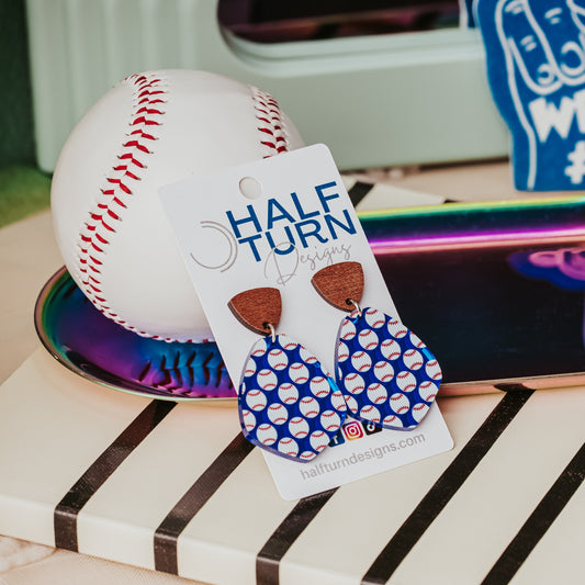 Blue Baseball Game Day Earrings