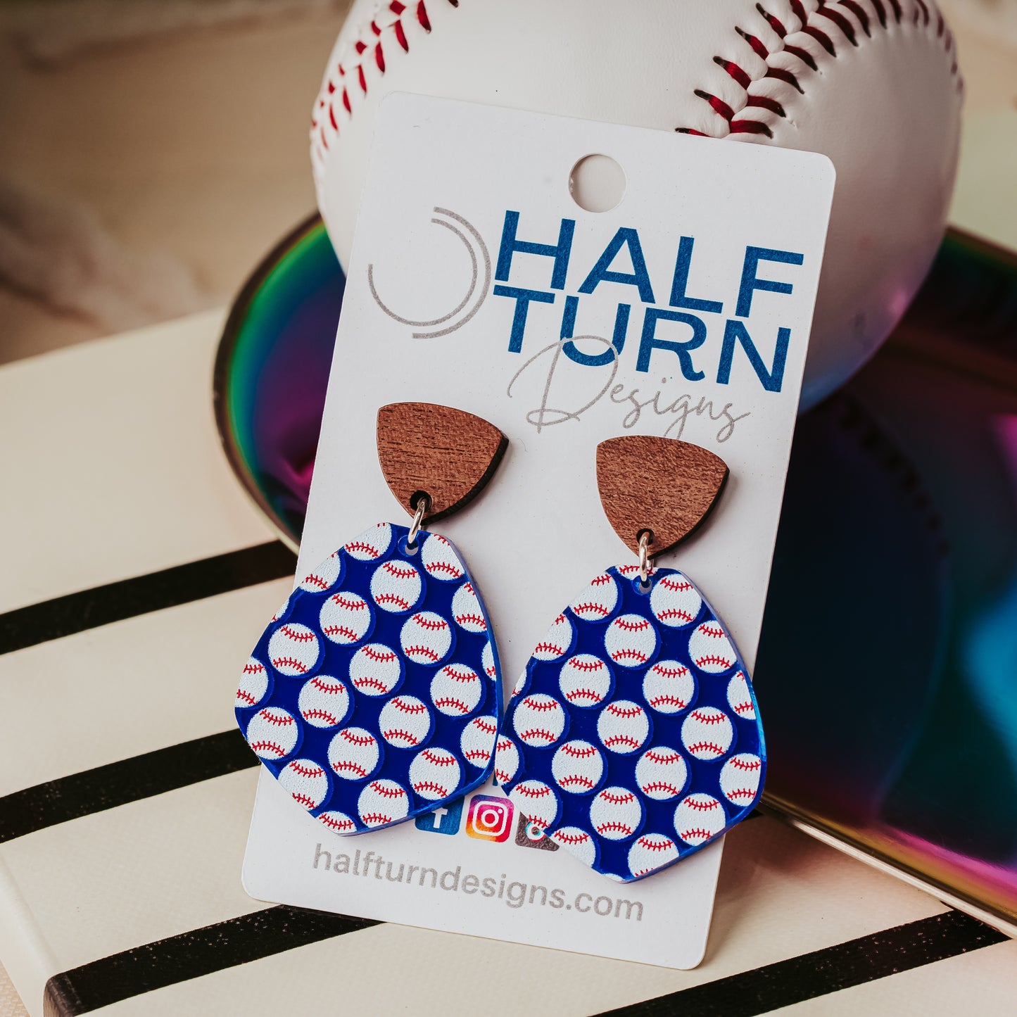 Blue Baseball Game Day Earrings