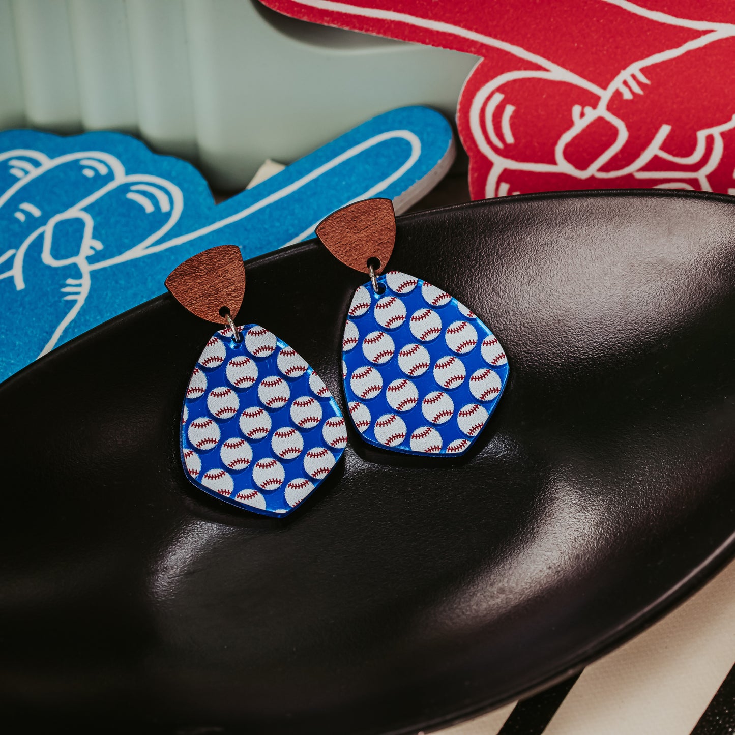 Blue Baseball Game Day Earrings