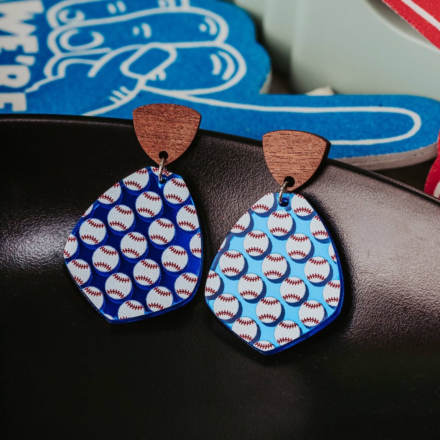 Blue Baseball Game Day Earrings