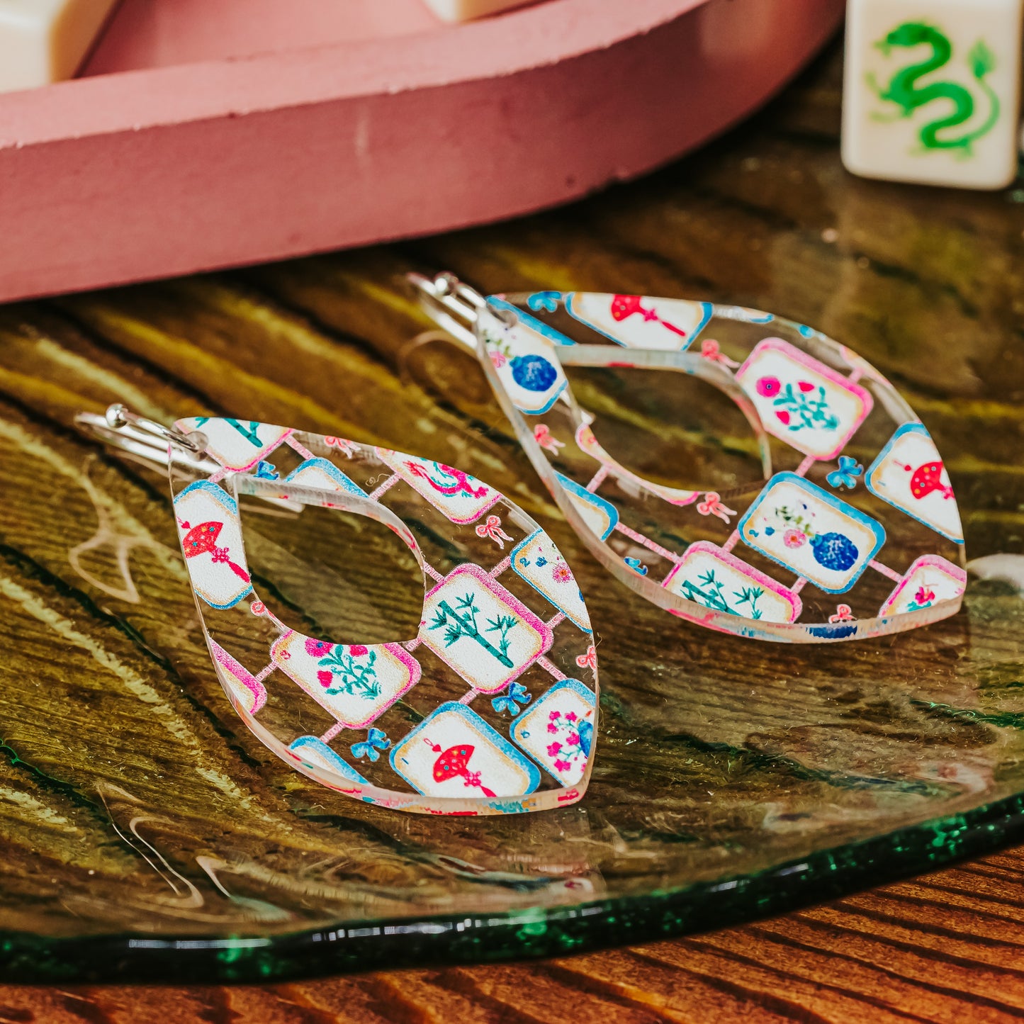 Mahjong Lover Teardrop Earrings