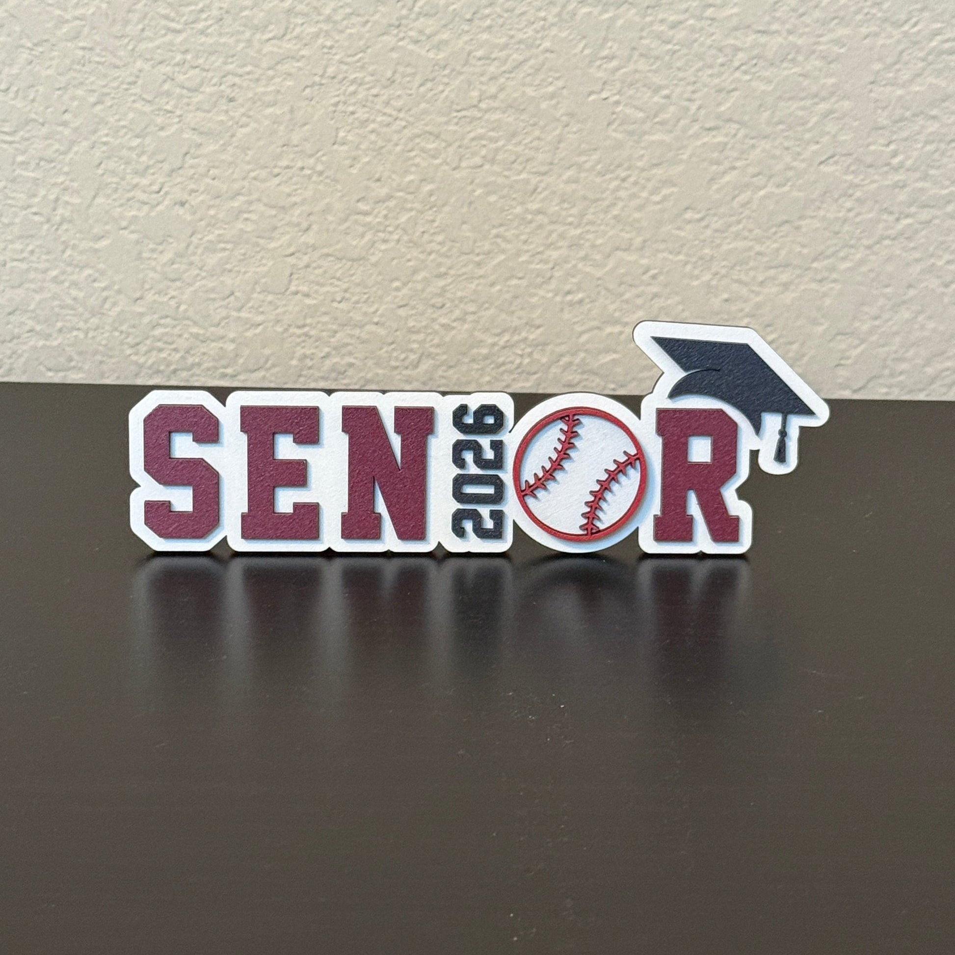 High School Senior Class of 2026 baseball tabletop grad party decor or photo prop with graduation cap