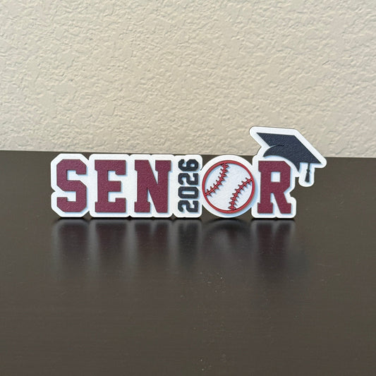 High School Senior Class of 2026 baseball tabletop grad party decor or photo prop with graduation cap