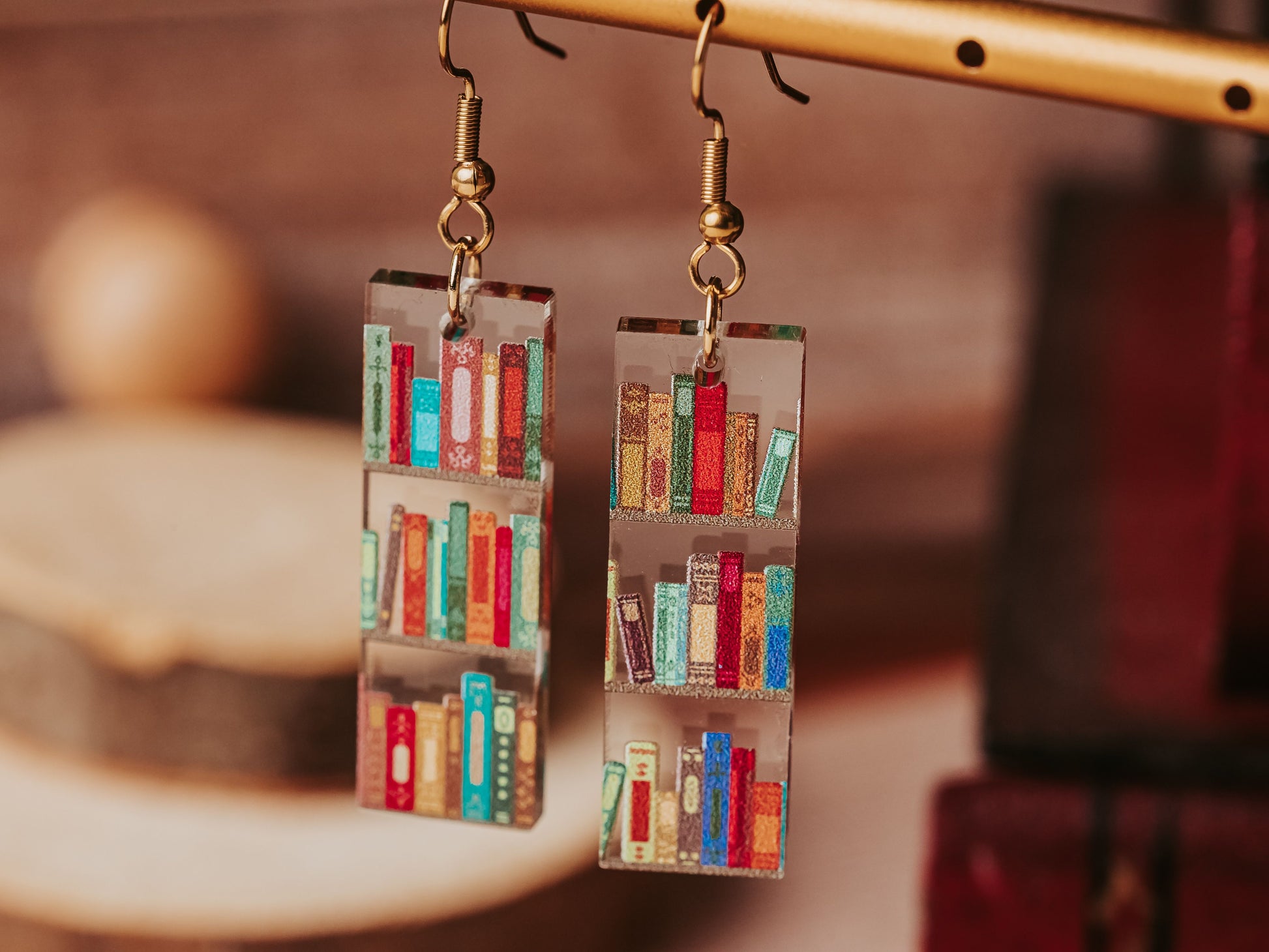 Mini book earrings in rectangular shape