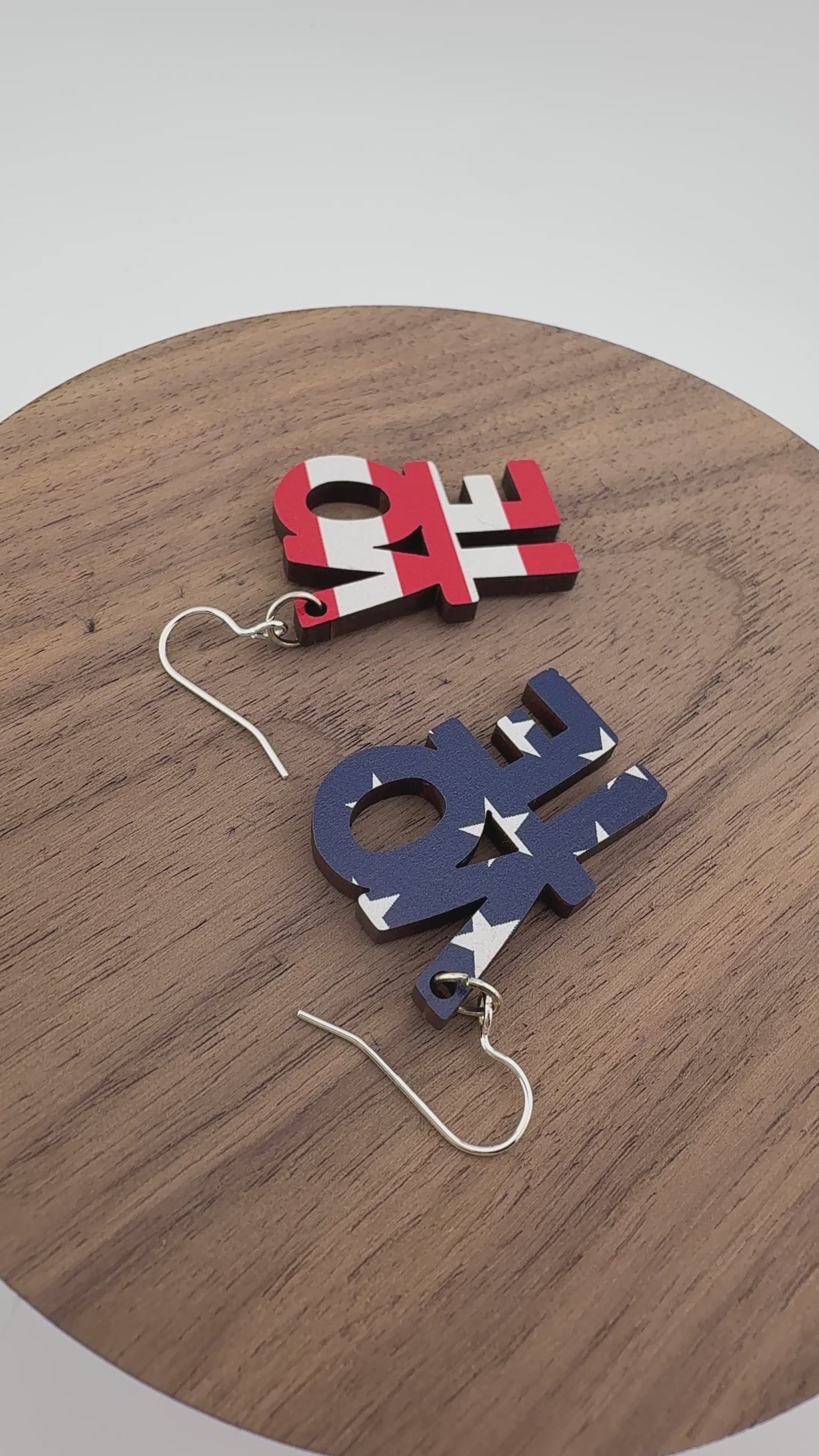 Video of Half Turn Designs American Flag Vote Earrings