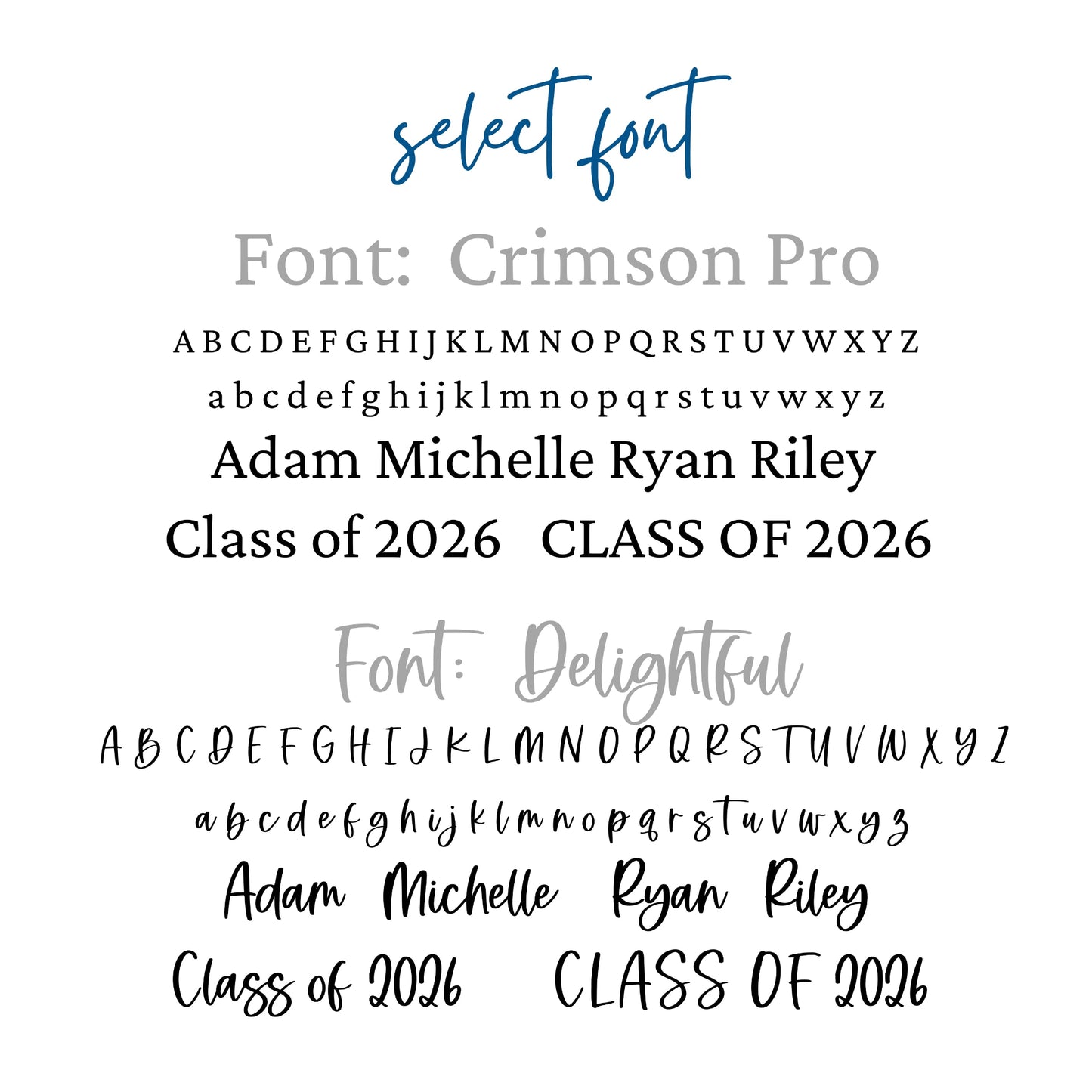 Font options for personalized Texas A&M sign available in White, Cherry, Walnut and Mahogany finish with maroon TAMU logo and custom engraved name, perfect as an Aggie gift, Dorm decor, Ring Day decor or graduation keepsake.